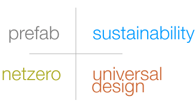 prefab, netzero, universal design, sustainability